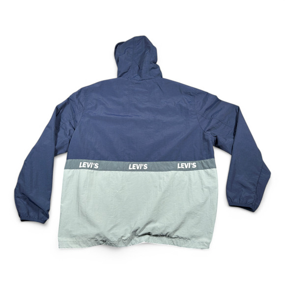 Levis Jacket Adult XXL Blue Gray Taslan Anorak Nylon Colorblock Windbreaker Y2K - Picture 2 of 11